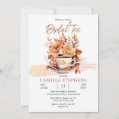秋フローラコテージコアティーカップブライダルティーシャワー 招待状 (正面)