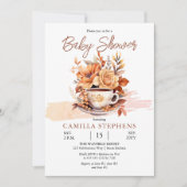 秋フローラコテージコアティーカップベビーシャワー 招待状 (正面)
