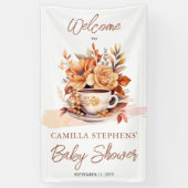 秋フローラコテージコアティーカップベビーティーシャワー 横断幕 (縦)