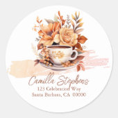秋フローラコテージコアティーカップ差出人住所 ラウンドシール (正面)