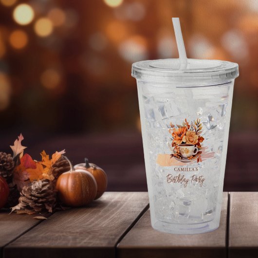 秋フローラコテージコアティーカップ誕生日ティーパーティー アクリルタンブラー