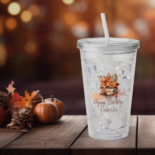 秋フローラコテージコアティーカップ誕生日ティーパーティー アクリルタンブラー