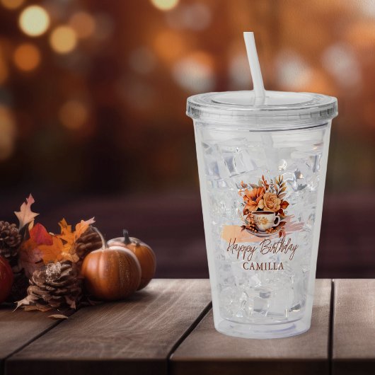 秋フローラコテージコアティーカップ誕生日ティーパーティー アクリルタンブラー