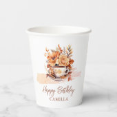 秋フローラコテージコアティーカップ誕生日ティーパーティー 紙コップ (裏面)