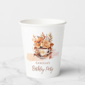 秋フローラコテージコアティーカップ誕生日ティーパーティー 紙コップ (裏面)