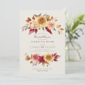 秋フローラゴールデンスカーレット葉ブライダルシャワー 招待状 (スタンド正面)