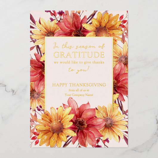 秋フローラシーズン感謝の感謝祭金ゴールド 箔シーズンカード (正面)