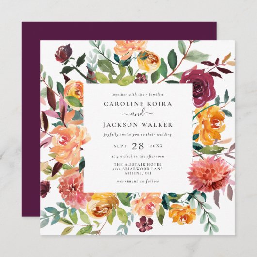 秋フローラスクエア結婚式招待状 招待状 (正面/裏面)