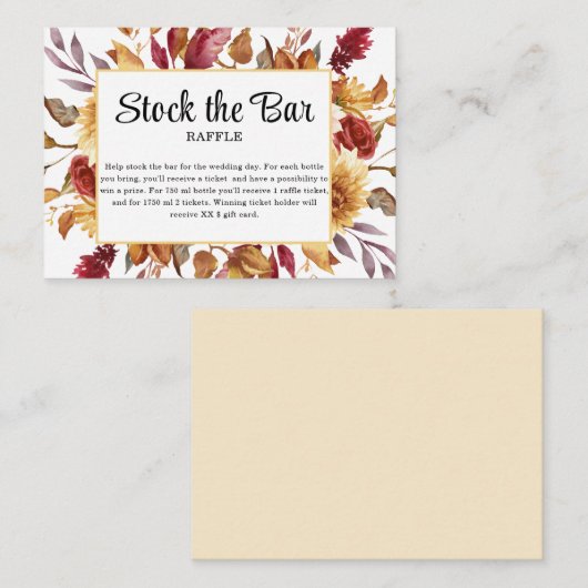 秋フローラストックバーブライダルシャワー エンクロージャーカード (正面/裏面)