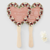 秋フローラソフトテラコッタクリームブルゴーニュハート ハンドファン (正面&裏面)