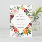 秋フローラダイヤモンドフレーム結婚式招待状 招待状 (スタンド正面)