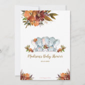 秋フローラツインズボーイガール象ベビーシャワー  招待状 (裏面)