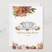 秋フローラツインズボーイガール象ベビーシャワー  招待状 (裏面)