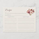 秋フローラティーカップブライダルシャワーレシピカード ポストカード (正面)