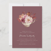 秋フローラティーカップ秋ブライダルシャワーティー 招待状 (正面)