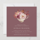 秋フローラティーカップ秋ブライダルシャワーティー 招待状 (正面)