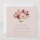 秋フローラティーカップ秋ブライダルシャワーティー 招待状 (正面)