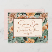 秋フローラテラコッタセージ赤面結婚ズ 案内ポストカード (正面/裏面)