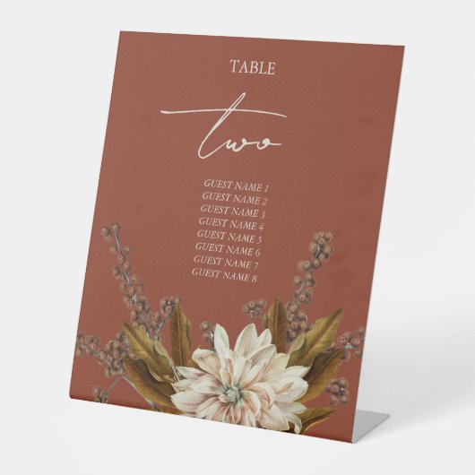 秋フローラテラコッタ秋の結婚式表番号 台座サイン (正面)