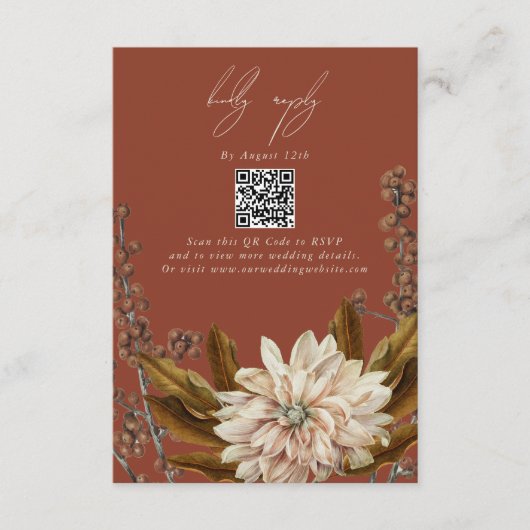 秋フローラテラコッタ秋の結婚式QRコード エンクロージャーカード (正面)