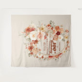 秋フローラテラコッタ赤面groovy 100th誕生日 タペストリー (正面(横))