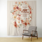 秋フローラテラコッタ赤面groovy 100th誕生日 タペストリー (インサイチュ)