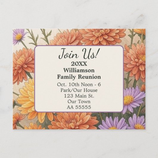 秋フローラデイジーカードファミリー懇親会葉書 シーズンポストカード (正面)