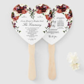 秋フローラネイビーテラコッタクリームブルガンディーパープル ハンドファン (正面&裏面)