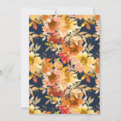 秋フローラネイビーブルー感謝祭ディナー 招待状 (裏面)