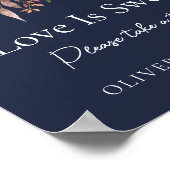 秋フローラネイビー結婚ブルーの愛は甘いサイン ポスター (角)