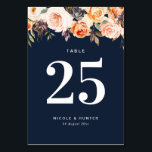 秋フローラネイビー結婚ルズテーブル番号 テーブルナンバー<br><div class="desc">秋テーマデザインと金ゴールド、赤面とブルゴーニュの花とネイビーブルー色。このカードの文字と色は可能でパーソナライズされたある。</div>
