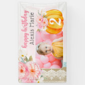 秋フローラパンプキンガールのカスタム誕生日写真 横断幕 (縦)