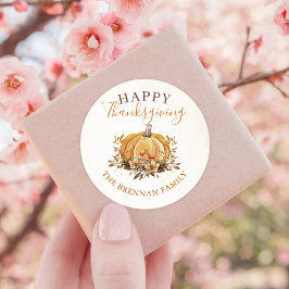 秋フローラパンプキンサンクスギビング ラウンドシール