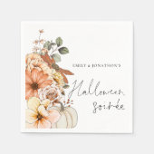 秋フローラパンプキンスクリプトハロウィーンソイレ スタンダードカクテルナプキン (正面)