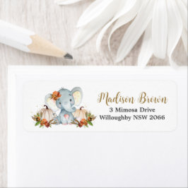 秋フローラパンプキンズキュートエレファント差出人住所 ラベル