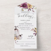 秋フローラパンプキンズブルゴーニュマスタード素朴 オールインワン招待状 (内側)