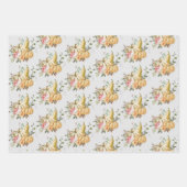 秋フローラパンプキンズユーカリ葉グリーリー ラッピングペーパーシート (正面3)