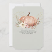 秋フローラパンプキンセージ緑の金ゴールドベビーシャワー 招待状 (裏面)