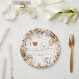 秋フローラパンプキンニュートラルベビーシャワー ペーパープレート