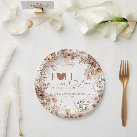 秋フローラパンプキンニュートラルベビーシャワー ペーパープレート (ウェディング)