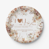 秋フローラパンプキンニュートラルベビーシャワー ペーパープレート (正面)