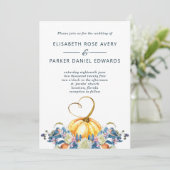 秋フローラパンプキンハート結婚式招待状 招待状 (スタンド正面)