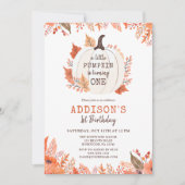 秋フローラパンプキンファースト誕生日 招待状 (正面)