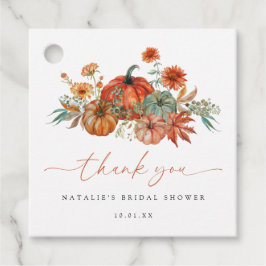 秋フローラパンプキンブライダルシャワー フェイバータグ