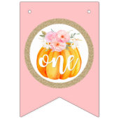 秋フローラパンプキンベビーガールの最初の誕生日パーティー バンティングフラッグ (第1の旗)