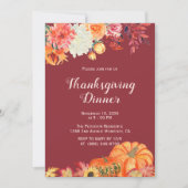 秋フローラパンプキン感謝祭招待状 招待状 (正面)