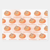 秋フローラパーソナライズされたパンプキン ラッピングペーパーシート (正面)