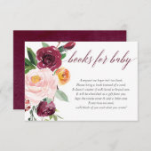 秋フローラピンクバーガンディ赤ちゃんシャワーブックリクエスト エンクロージャーカード (正面/裏面)