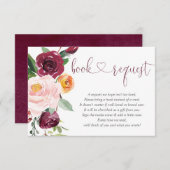 秋フローラピンクバーガンディ赤ちゃんシャワーブックリクエスト エンクロージャーカード (正面/裏面)