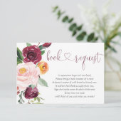 秋フローラピンクバーガンディ赤ちゃんシャワーブックリクエスト エンクロージャーカード (スタンド正面)
